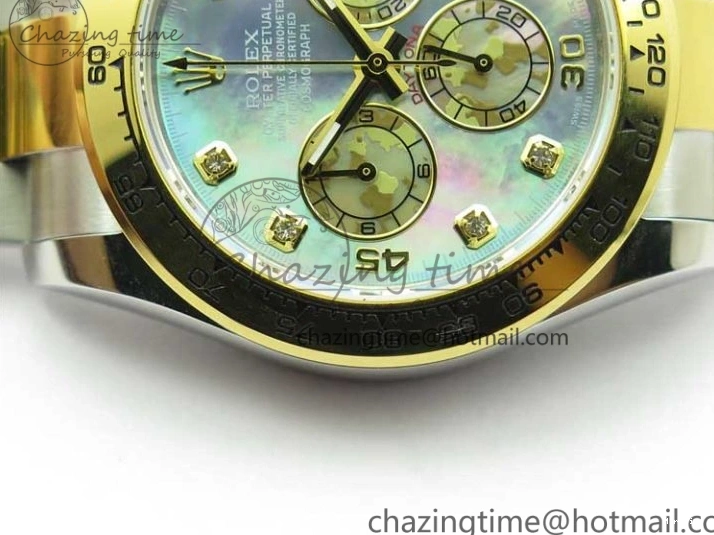 MiroTime 0520 Daytona 116520 SS YG UBF Best Edition Ice Blue MOP Crystal Markers Dial on SS YG Bracelet A Casual 2936